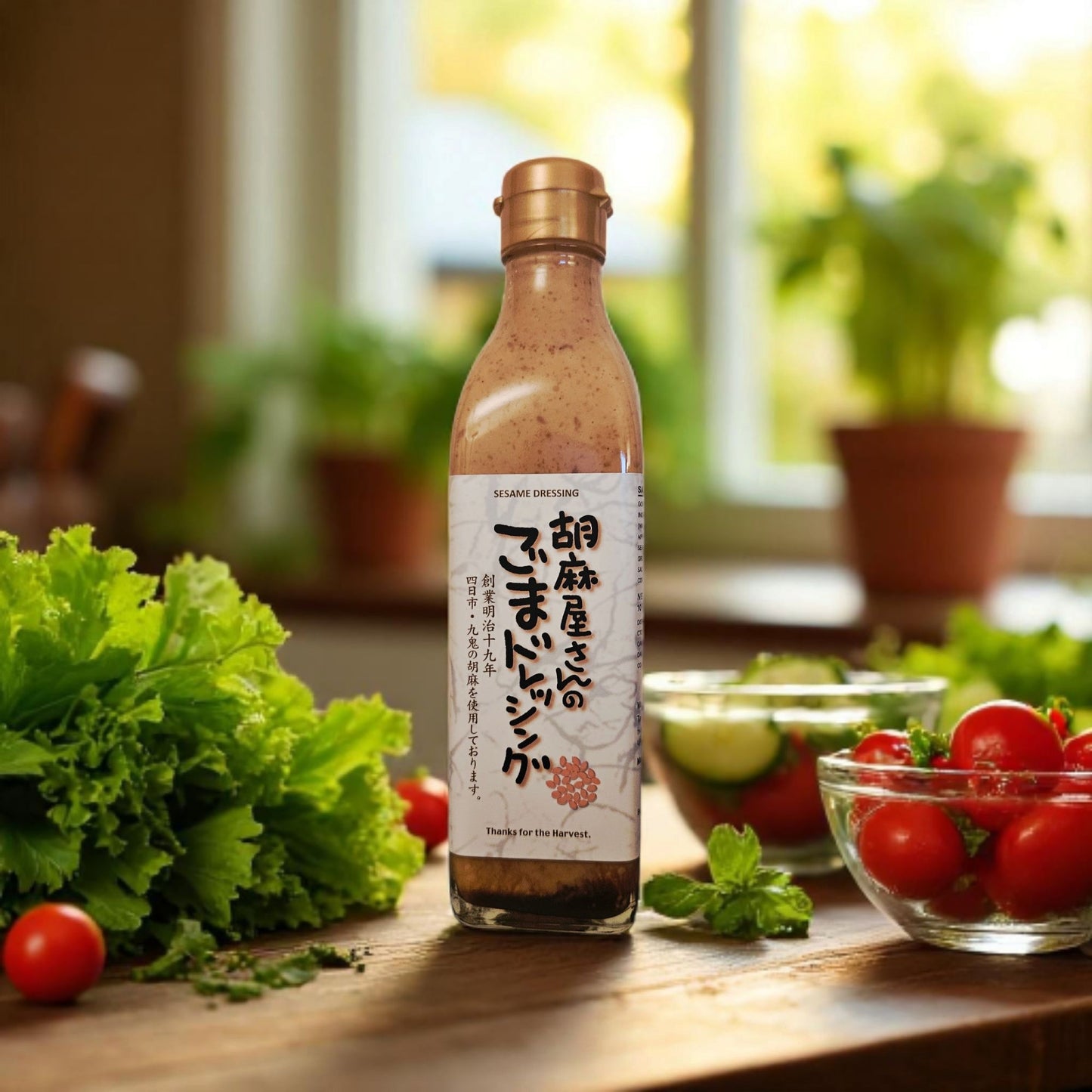 Japanese Premium Roasted Sesame Dressing by Taiyo Sangyo, 10 oz (300ml)