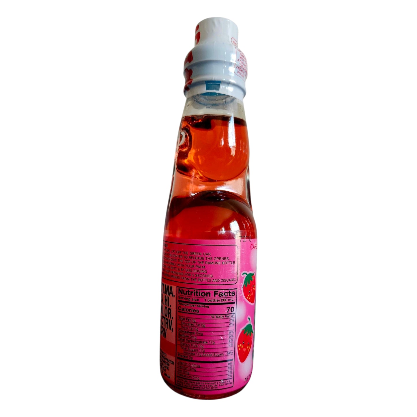 Hatakosen Japanese Strawberry Ramune Marble Soda 6 bottle Pack 6.6 fl oz (200ml)