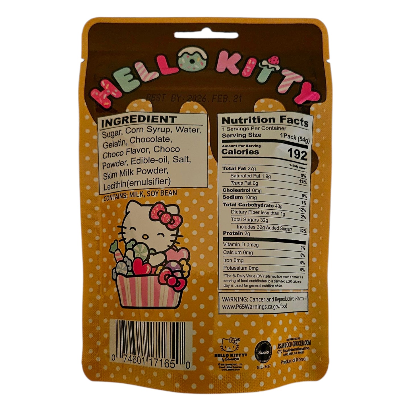 Hello Kitty Chewy Milk Chocolate Soft Candy, 54g