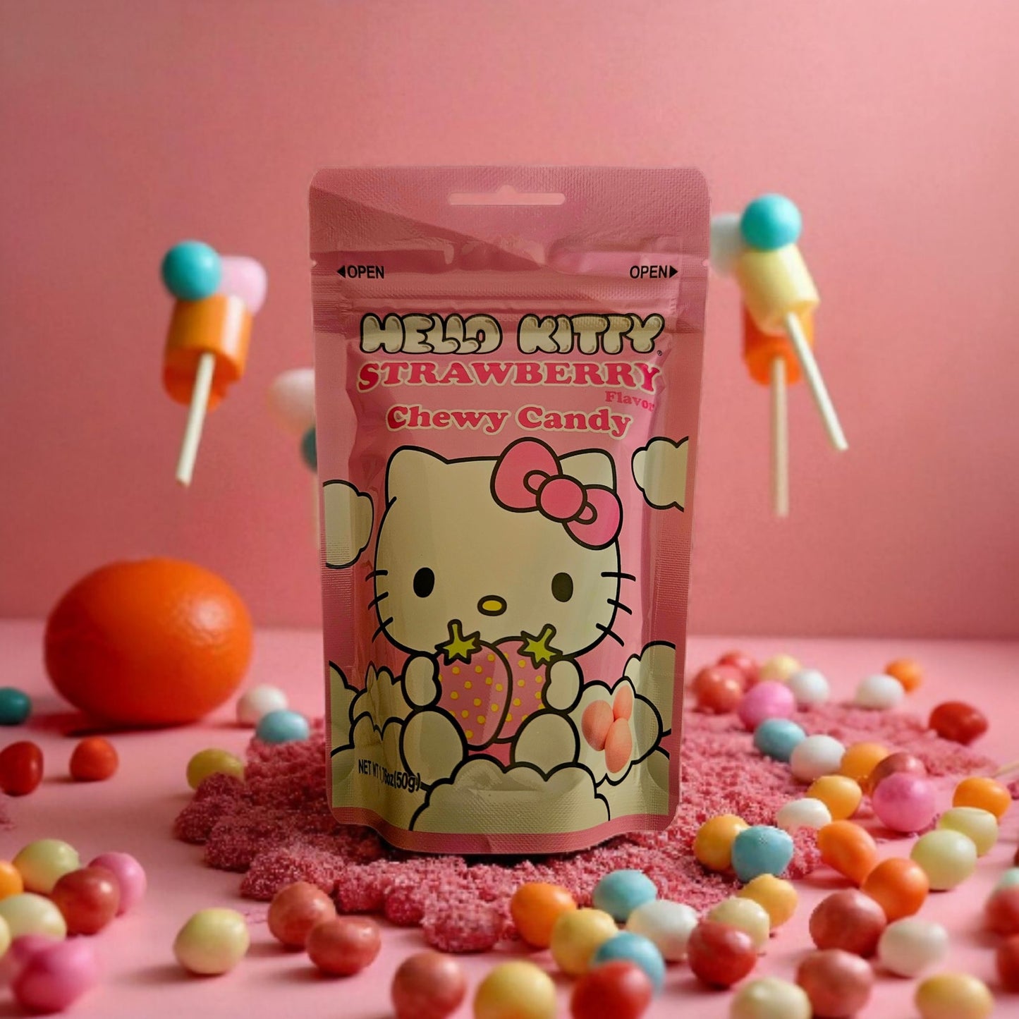 Hello Kitty Chewy Strawberry Soft Candy, 50g