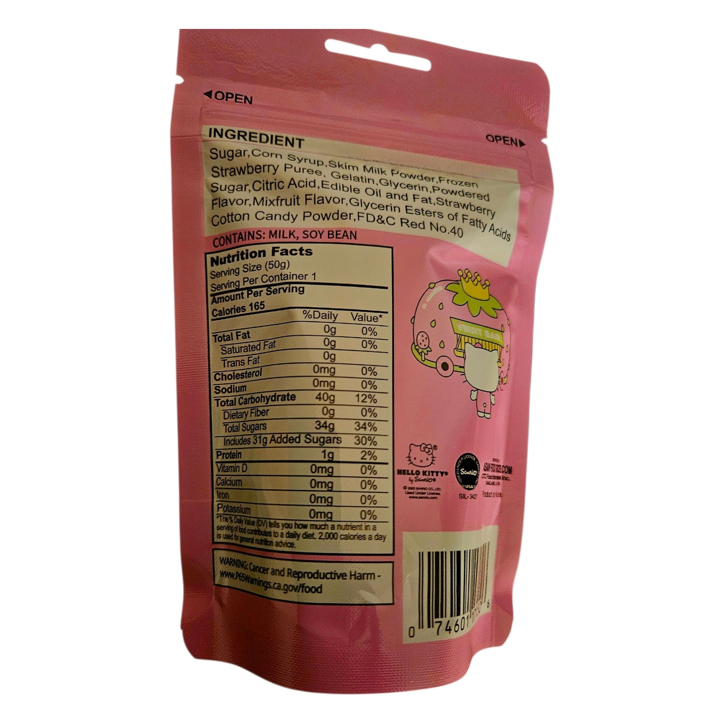 Hello Kitty Chewy Strawberry Soft Candy, 50g