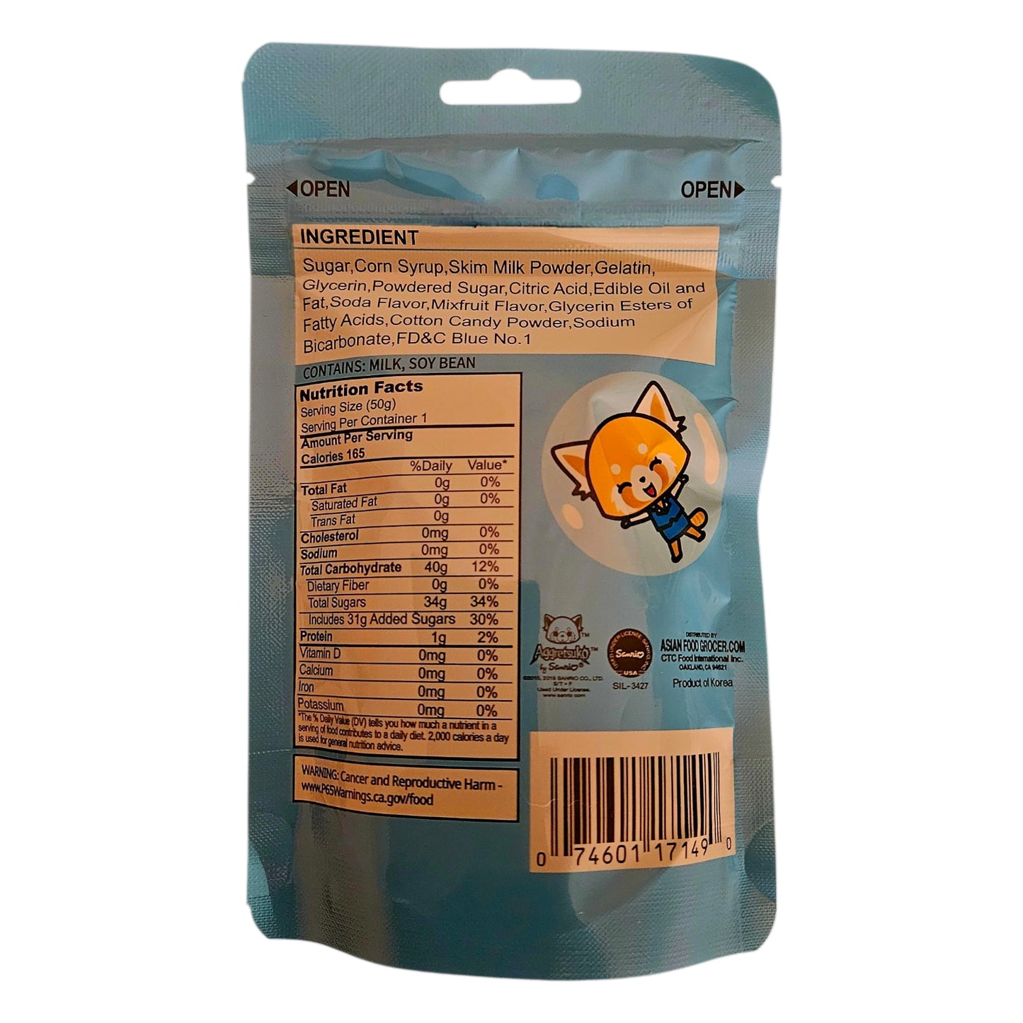 AGGRETSUKO Chewy Candy Ramune Flavor 50g