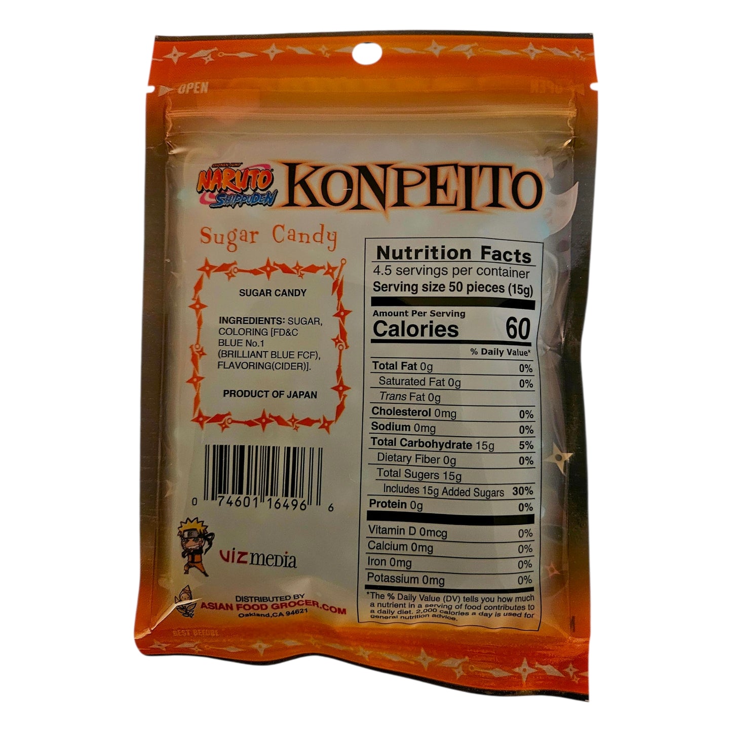 Naruto Sugar Candy Konpeito Cider Flavor 70 g