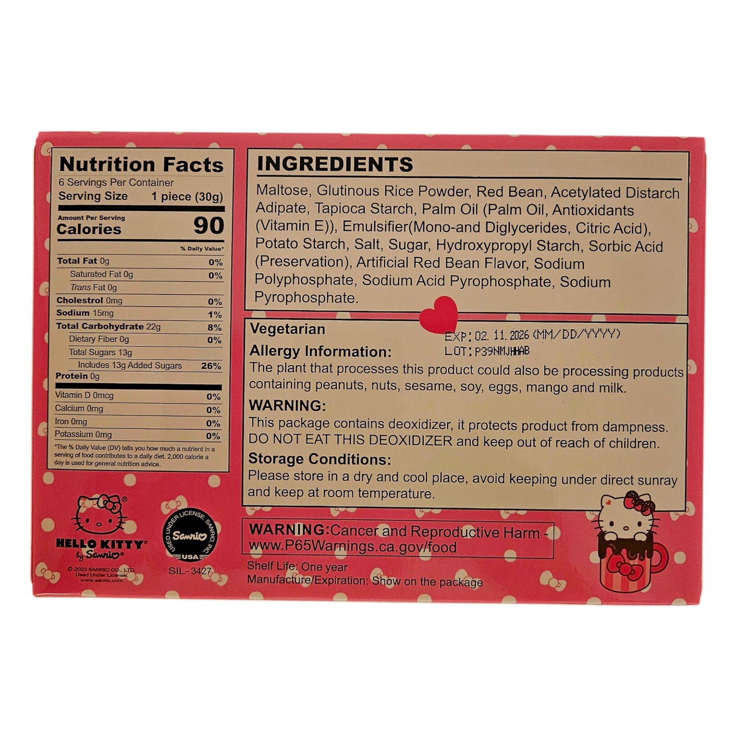 HELLO KITTY Azuki Mochi Red Bean Flavor 180g