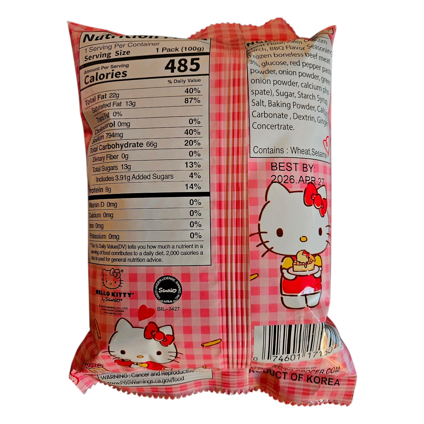 HELLO KITTY Wheat Cracker BBQ Chips 3.53oz/100g