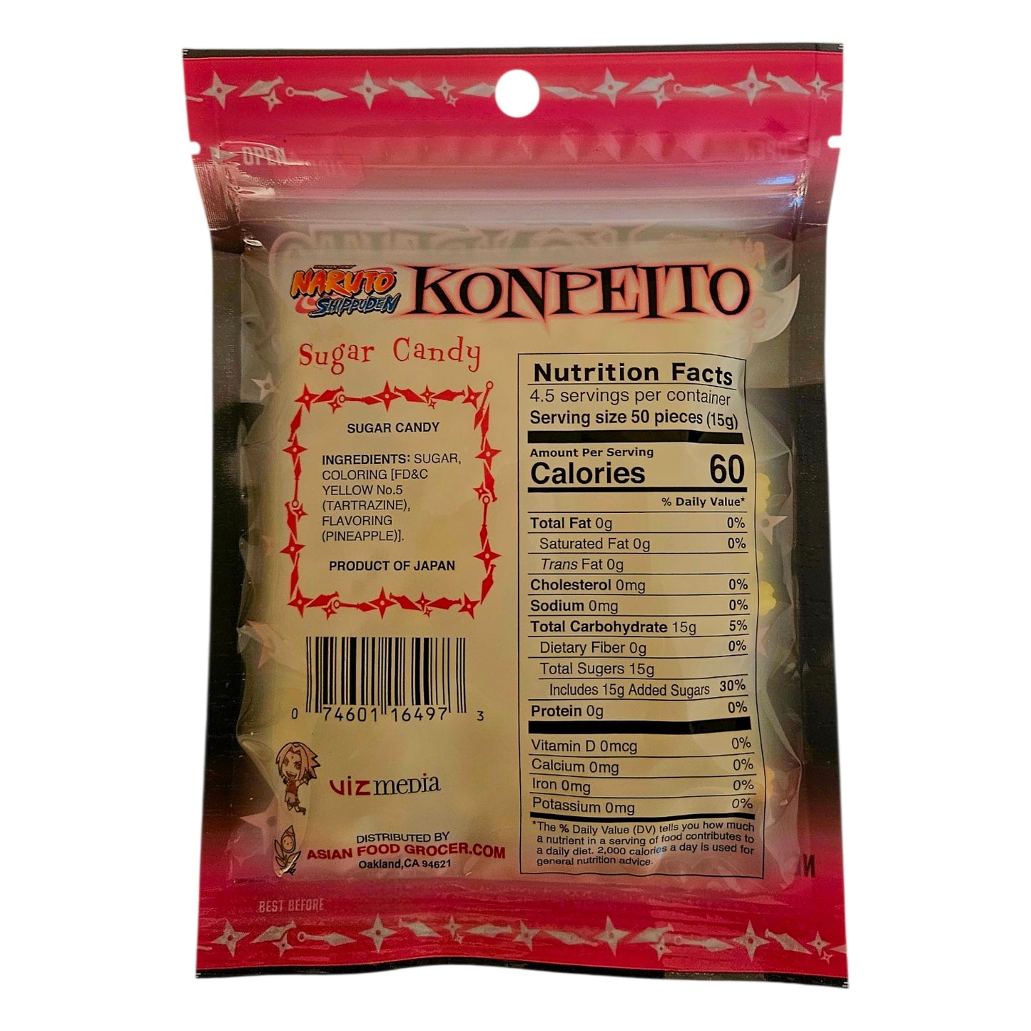 Naruto Shippuden Sugar Candy Konpeito Sakura Pineapple Flavor 70g