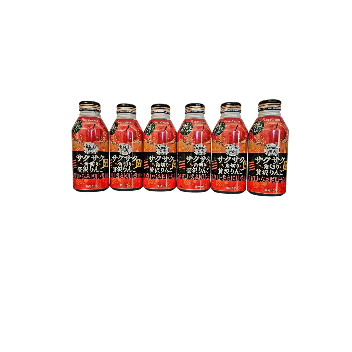 Pokka Sapporo Sakusaku Ringo Premium Pulpy Apple Juice 14oz-One (1) Bottle,Japan