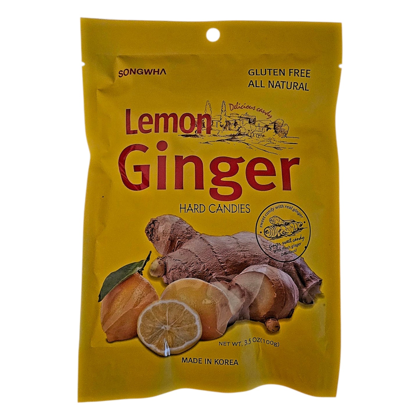 Songwha Lemon Ginger Hard Candies, 3.5 oz, All Natural & Gluten Free