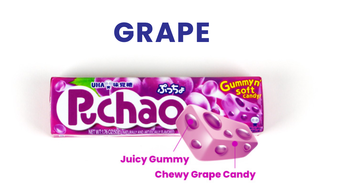 UHA Puchao Chewy Candy1.76oz Strawberry Cola Ramune Soda Grape Melon Mango Japan