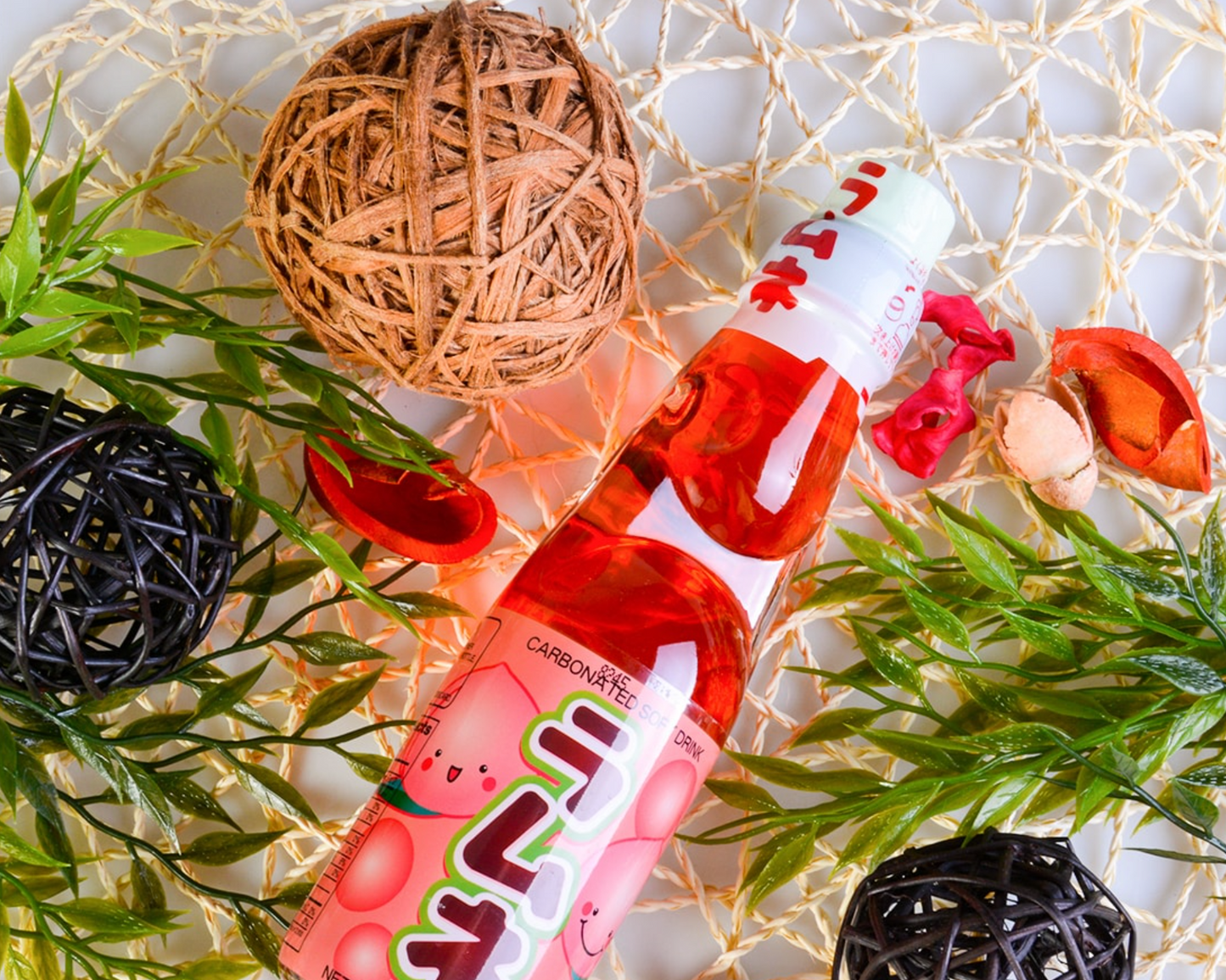 Japanese Ramune Marble Soda Peach Flavor Six (6) bottles Pack, Free Shipping !!
