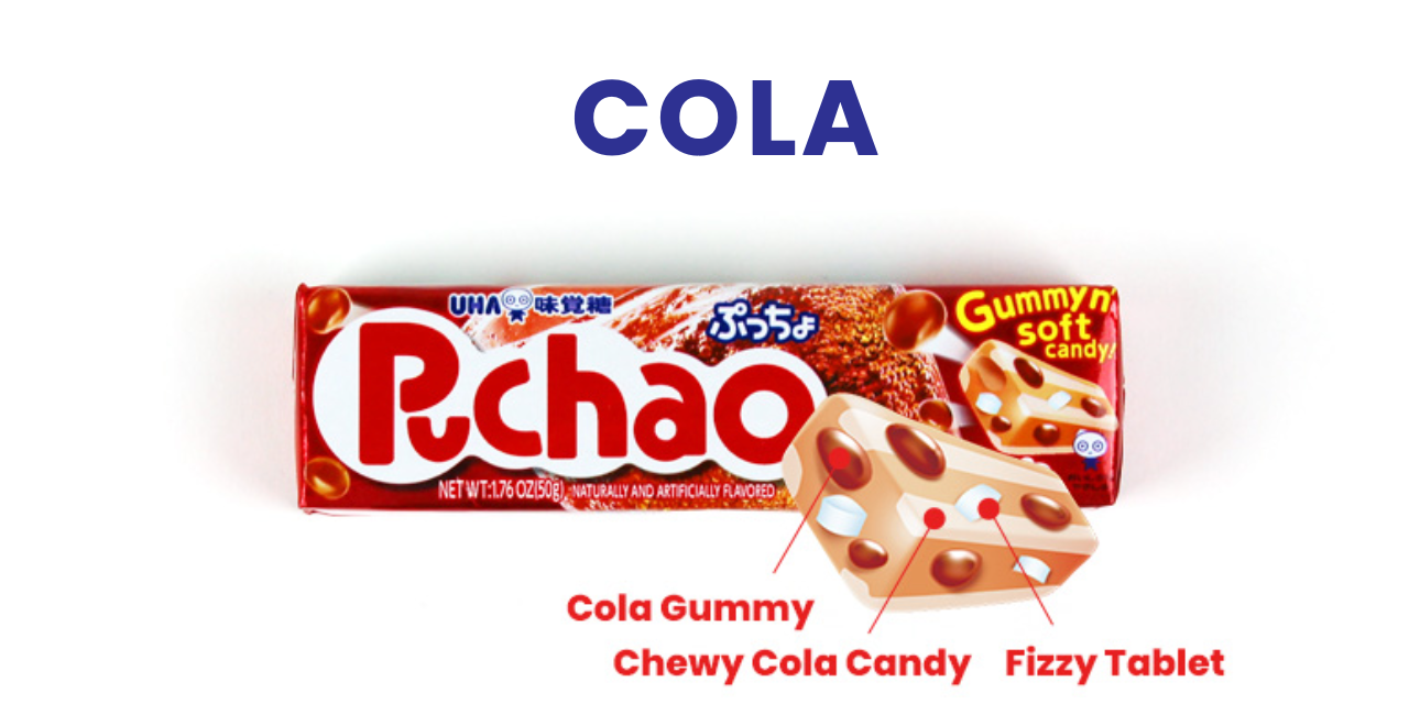 UHA Puchao Chewy Candy1.76oz Strawberry Cola Ramune Soda Grape Melon Mango Japan