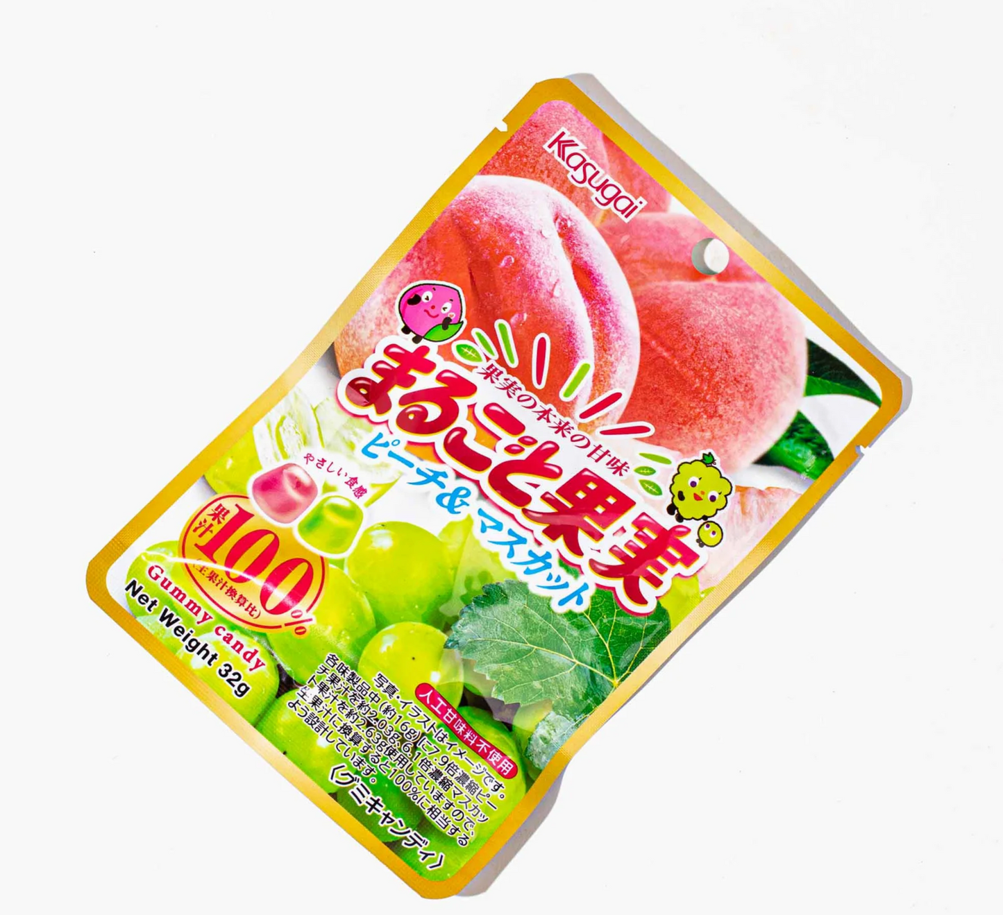 Kasugai Marugoto Kajitsu: Peach and Muscat Flavor 32g x Six (6) Packs - Japan