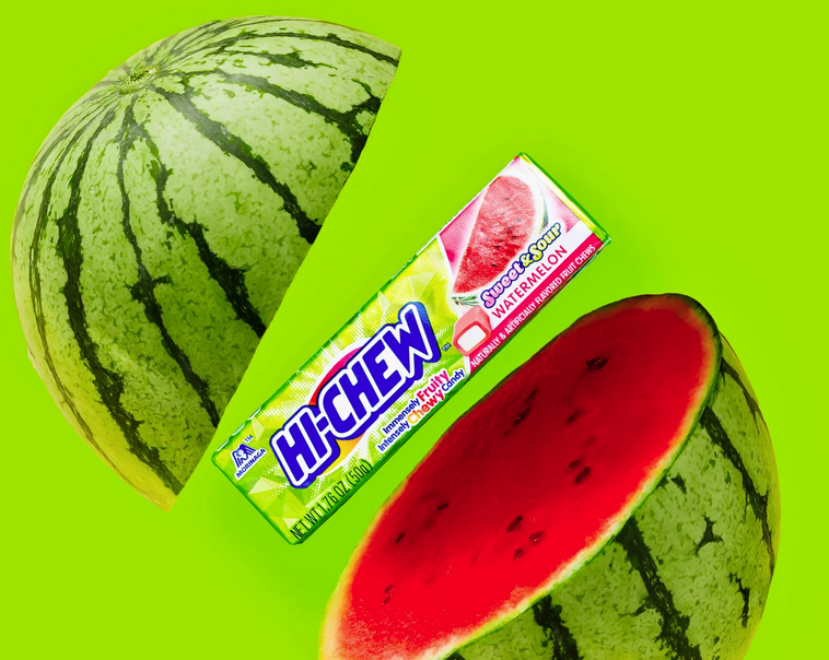 Hi-Chew Sensationally Chewy Fruit Candy Sweet & Sour Watermelon Stick(Pack of 5)
