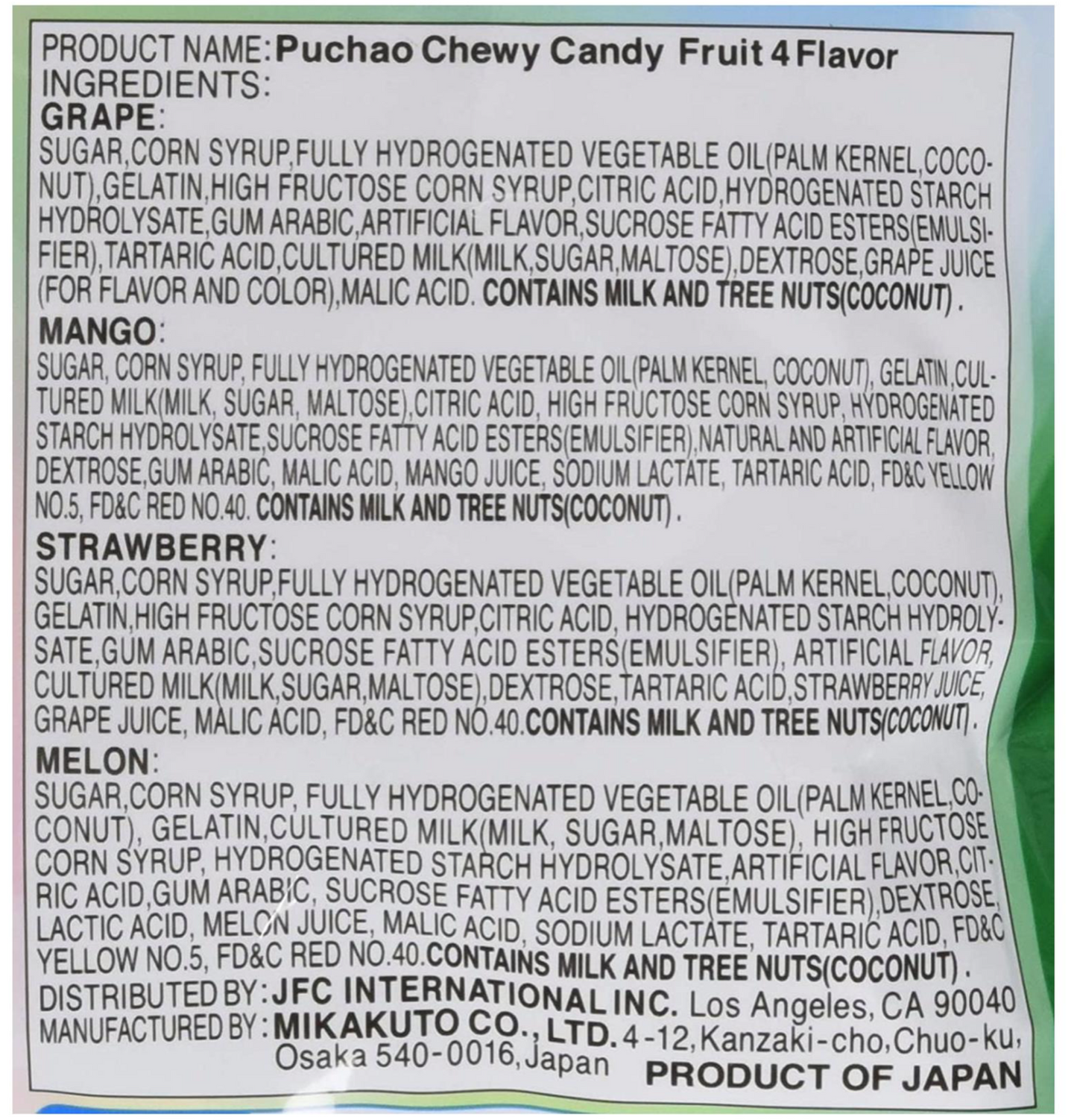4 BAGS UHA Mikakuto Japan Puchao Puchao Chewy Candy 4 Flavor Fruit Mix 3.52oz