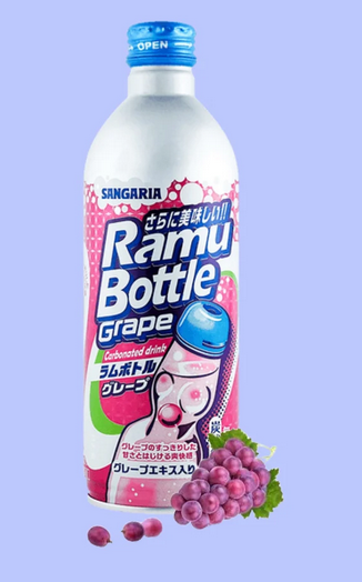 Sangaria Ramune Japanese Soda Variety 6 Pack-Melon,Original & Grape Flavor