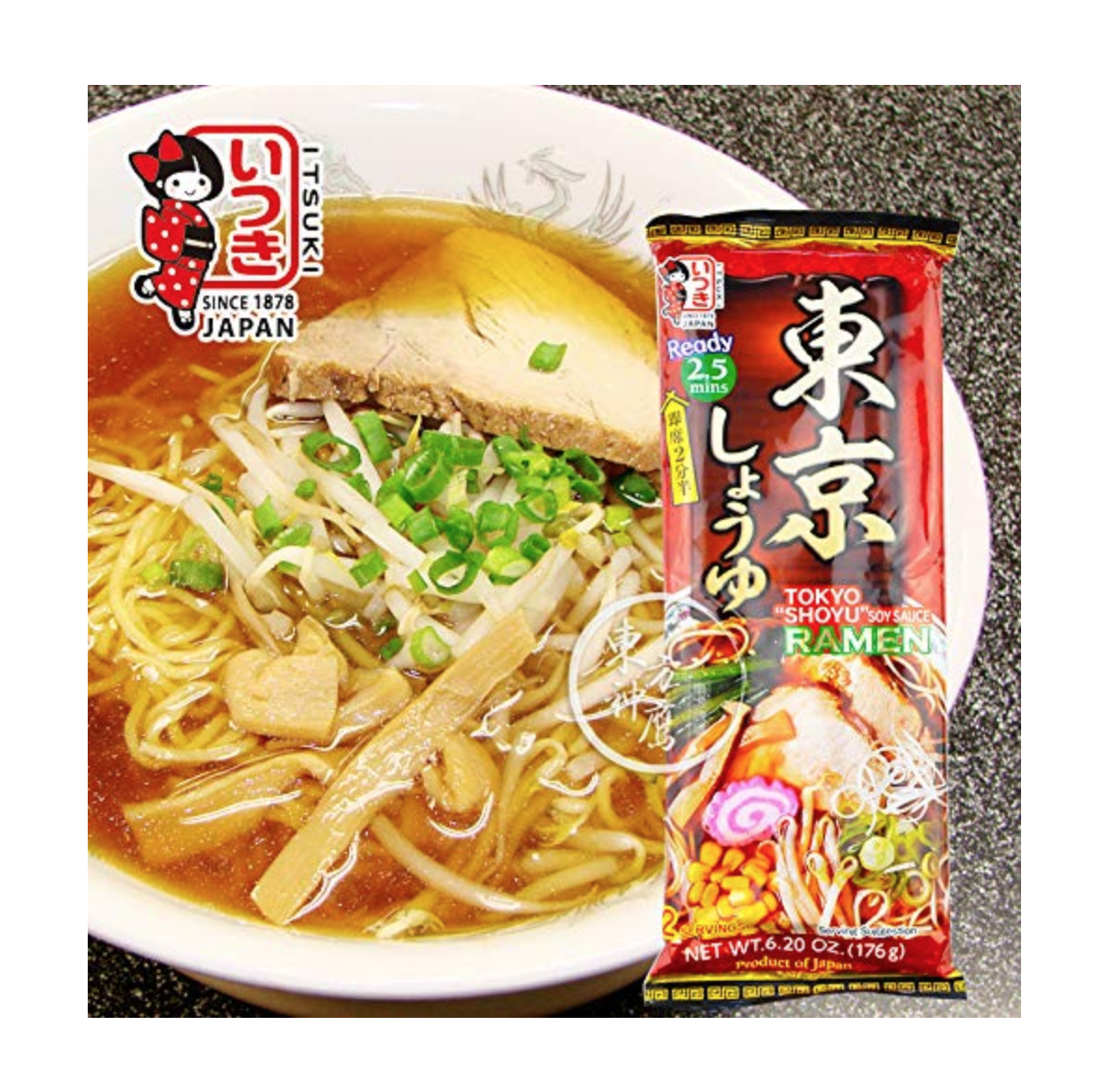 Itsuki Ramen Variety 3 Pack - Salt, Soy Sauce, Pork Bone - 3 Flavors 6 Servings