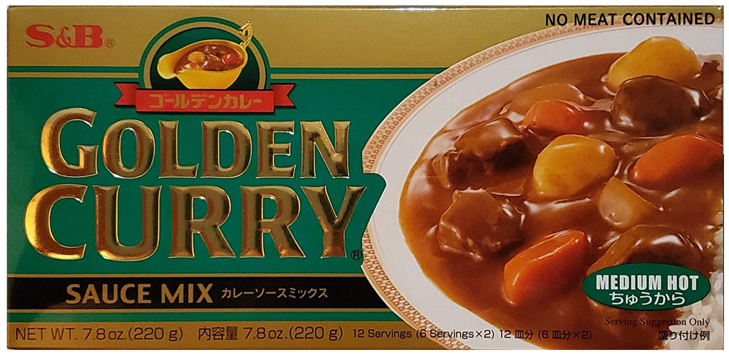 Japanese S&B Golden Curry Sauce Mix 7.8oz / 220g Multi 4 Combo Pack (Pack of 4)