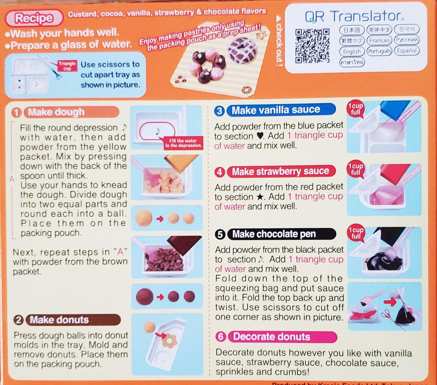 Kracie Popin Cookin DIY Candy Kit 4 Pack Tanoshii Hamburger,Donuts,Sushi & Bento