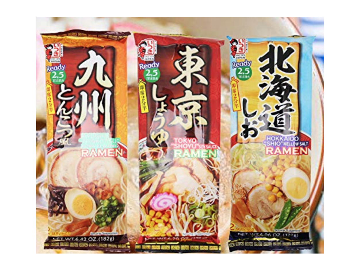 Itsuki Ramen Variety 3 Pack - Salt, Soy Sauce, Pork Bone - 3 Flavors 6 Servings