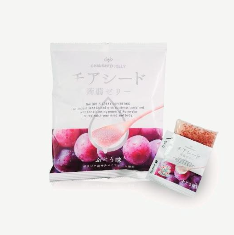 Wakasho Chia Seed Jelly Grape Konnyaku Anggur 170 Gram (Made In Japan) One Pack