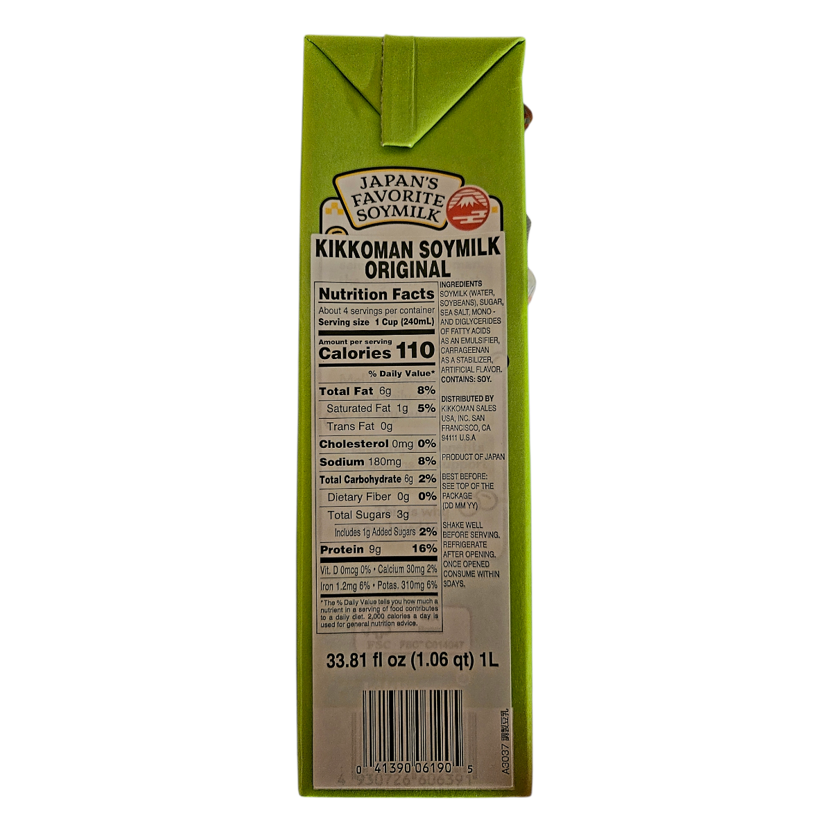 Kikkoman Soymilk - Original Milky Taste 33.81 fl oz - JAPAN’S NO.1 SOYMILK BRAND
