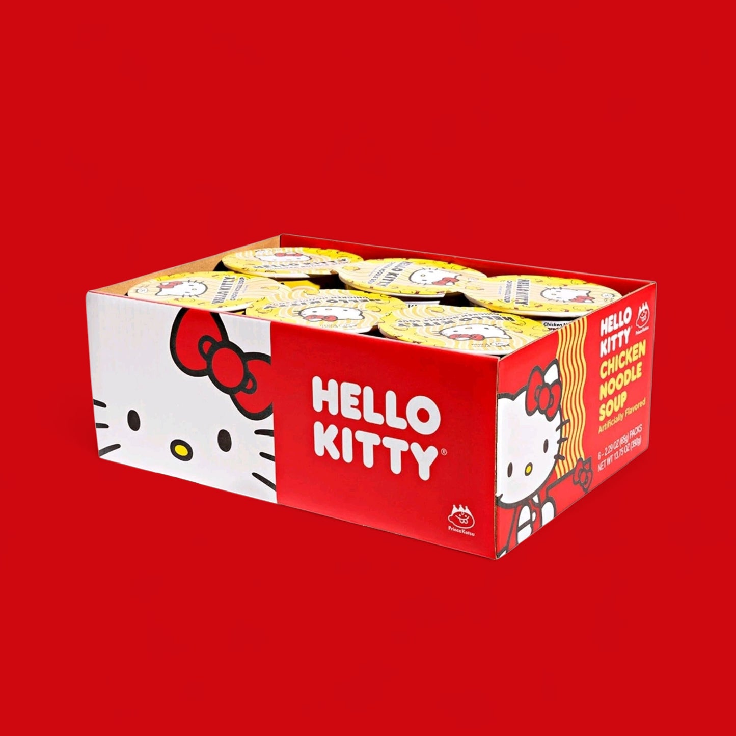 Hello Kitty Instant Chicken Ramen Noodle Soup , 6 Pack Vegan Chicken Flavor