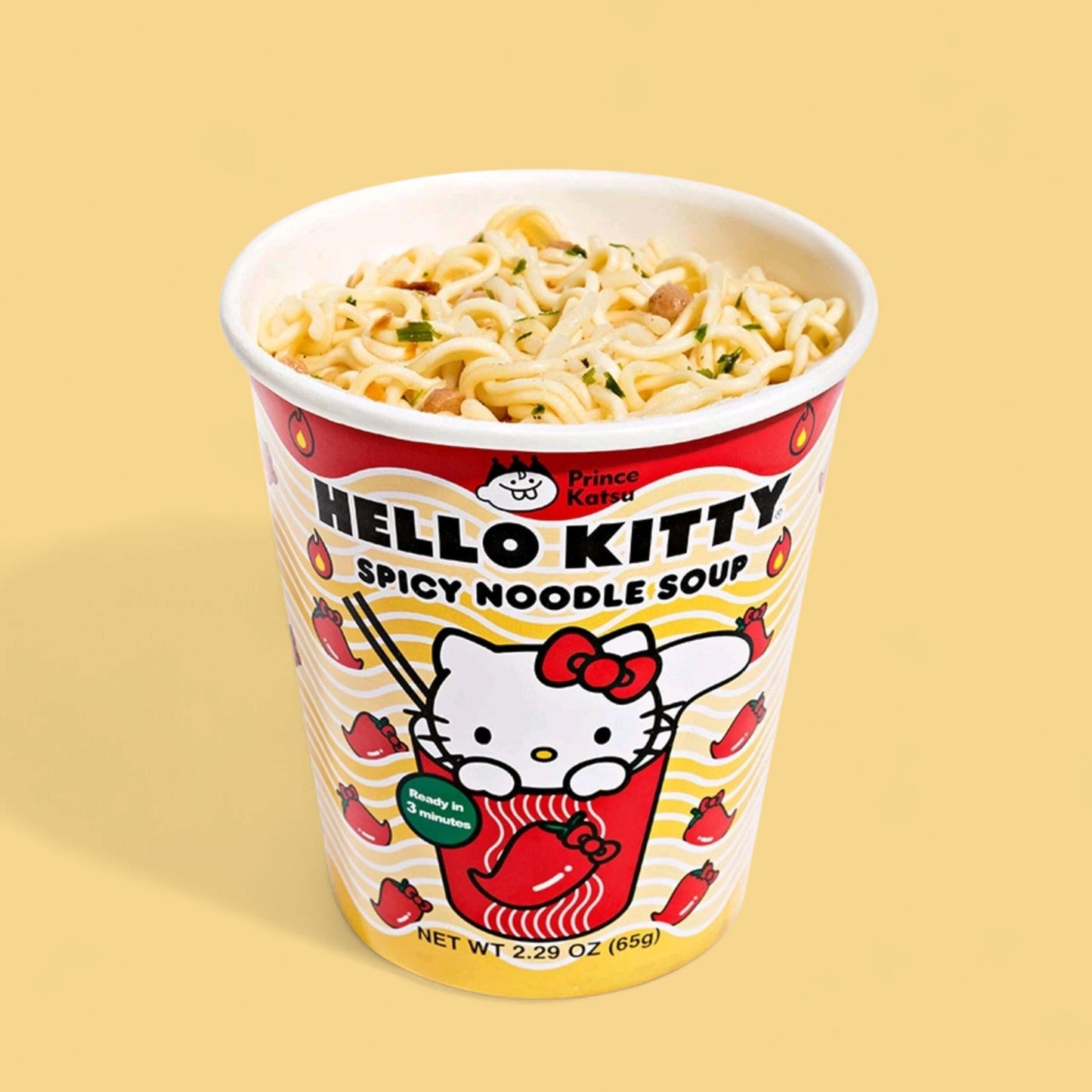 Hello Kitty Instant Spicy Ramen Noodle Soup , 6 Pack Vegan Spicy Flavor -13.75oz