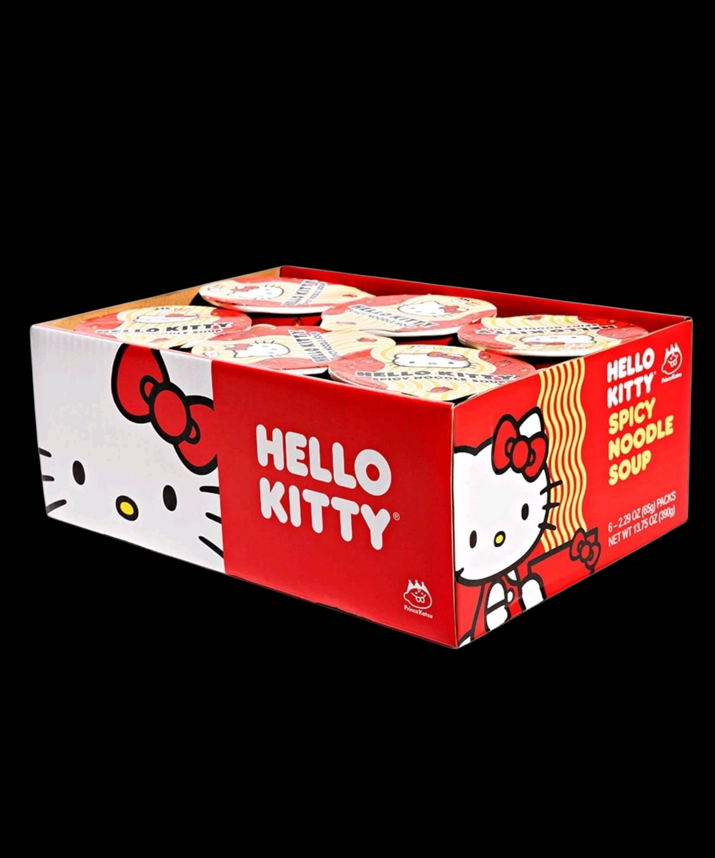 Hello Kitty Instant Spicy Ramen Noodle Soup , 6 Pack Vegan Spicy Flavor -13.75oz
