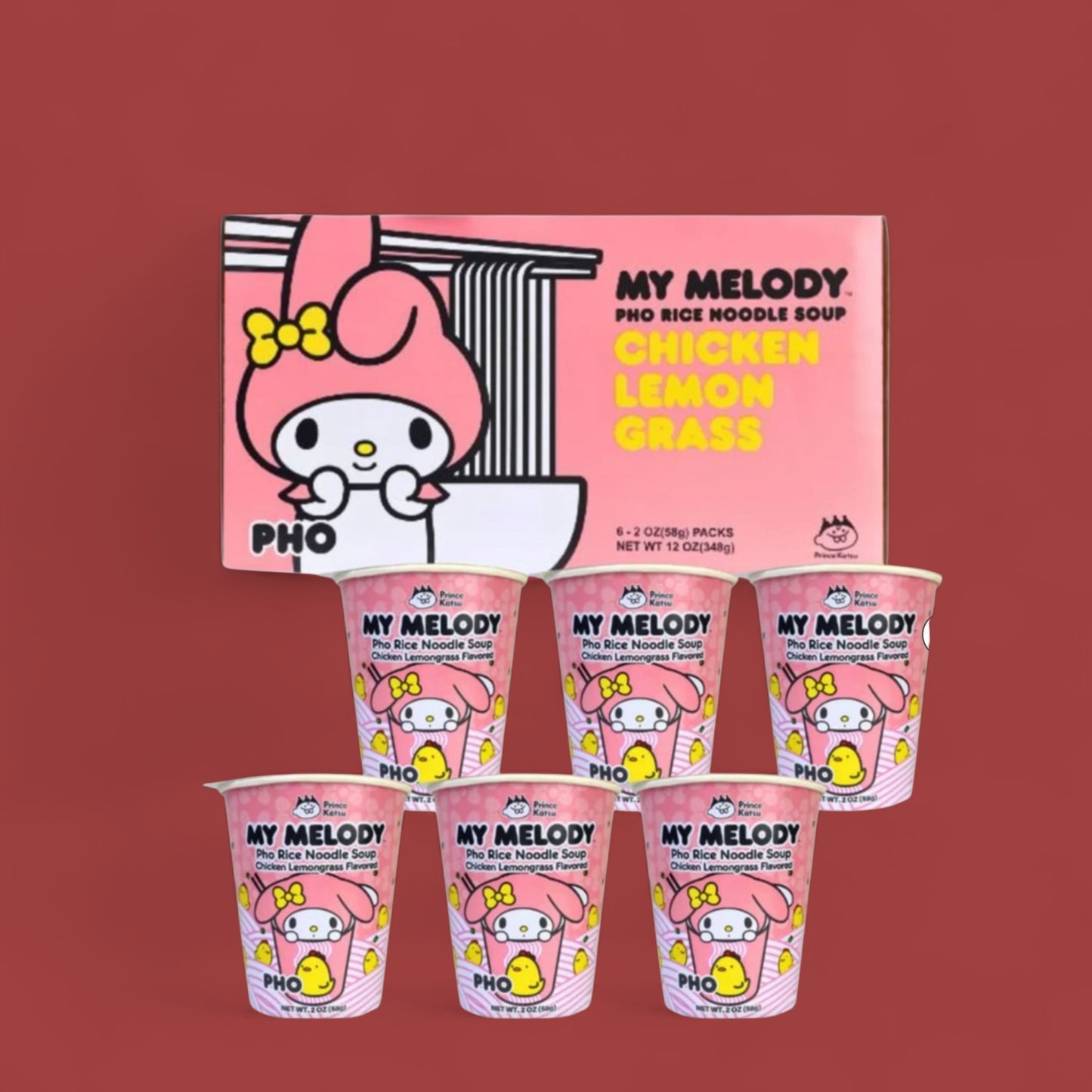 My Melody Pho Rice Noodle Soup, 6-Pack Chicken Lemongrass Flavored - 12 oz