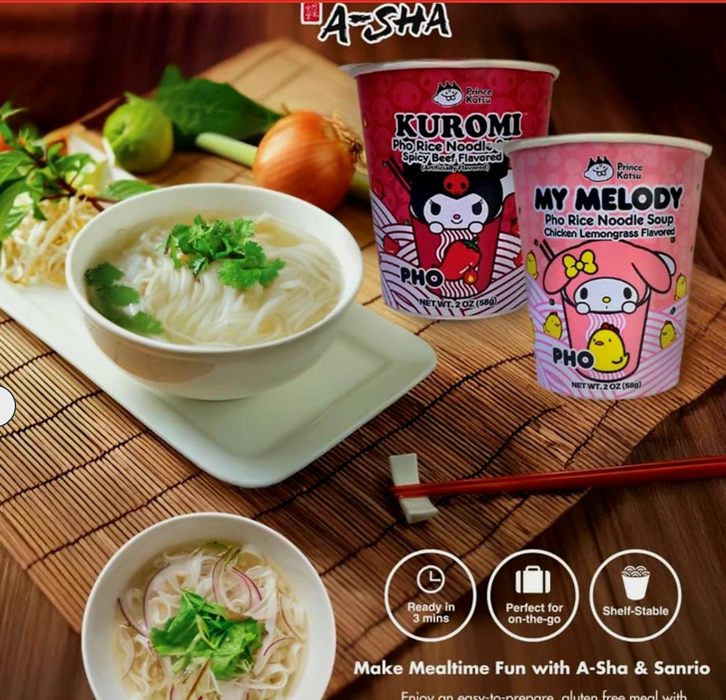 My Melody Pho Rice Noodle Soup, 6-Pack Chicken Lemongrass Flavored - 12 oz
