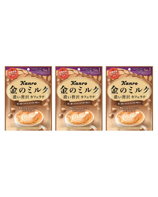 Kanro Japan Premium Kin No Milk Candy - Cafe Latte Flavor, 70g - Set of 3