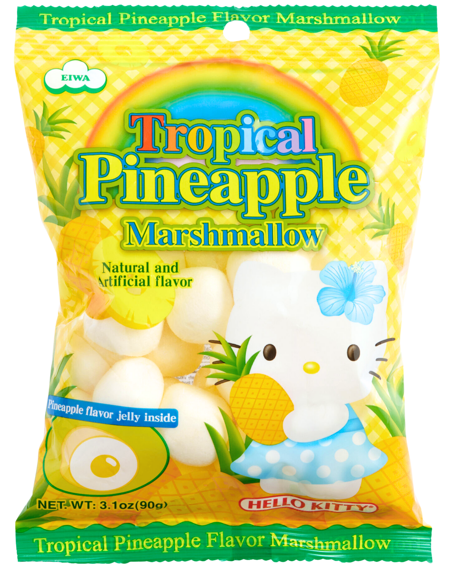 Two(2) Packs HELLO KITTY Pineapple & Mango Marshmallow Candy W/ Jelly 3.1 oz x2