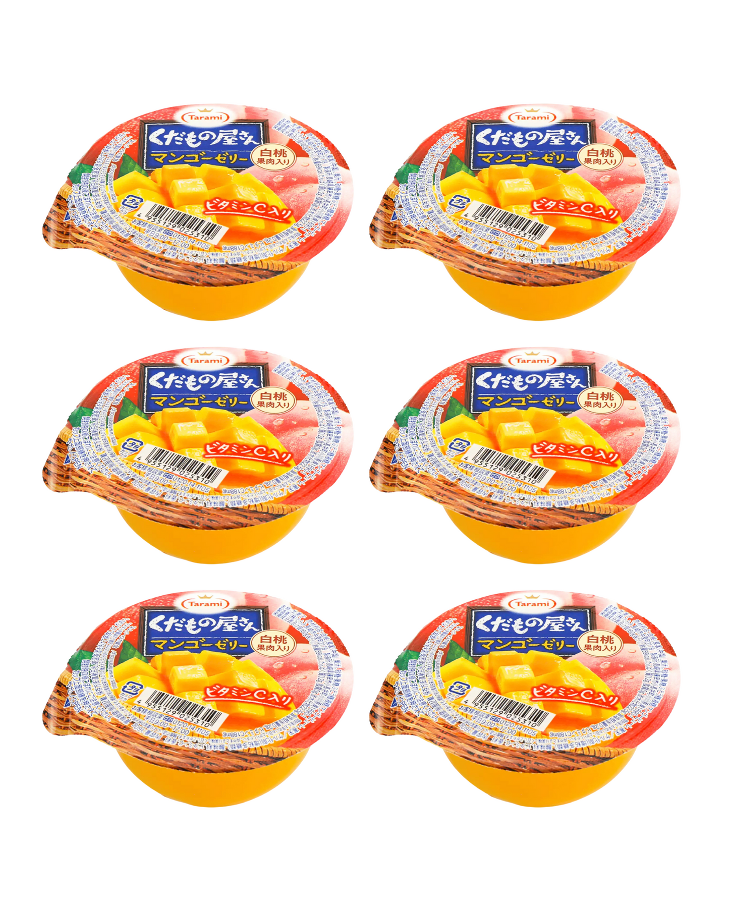 Japanese Tarami Kudamonoyasan Jelly Mango White Peach 6 pack (5.6oz ea x 6)