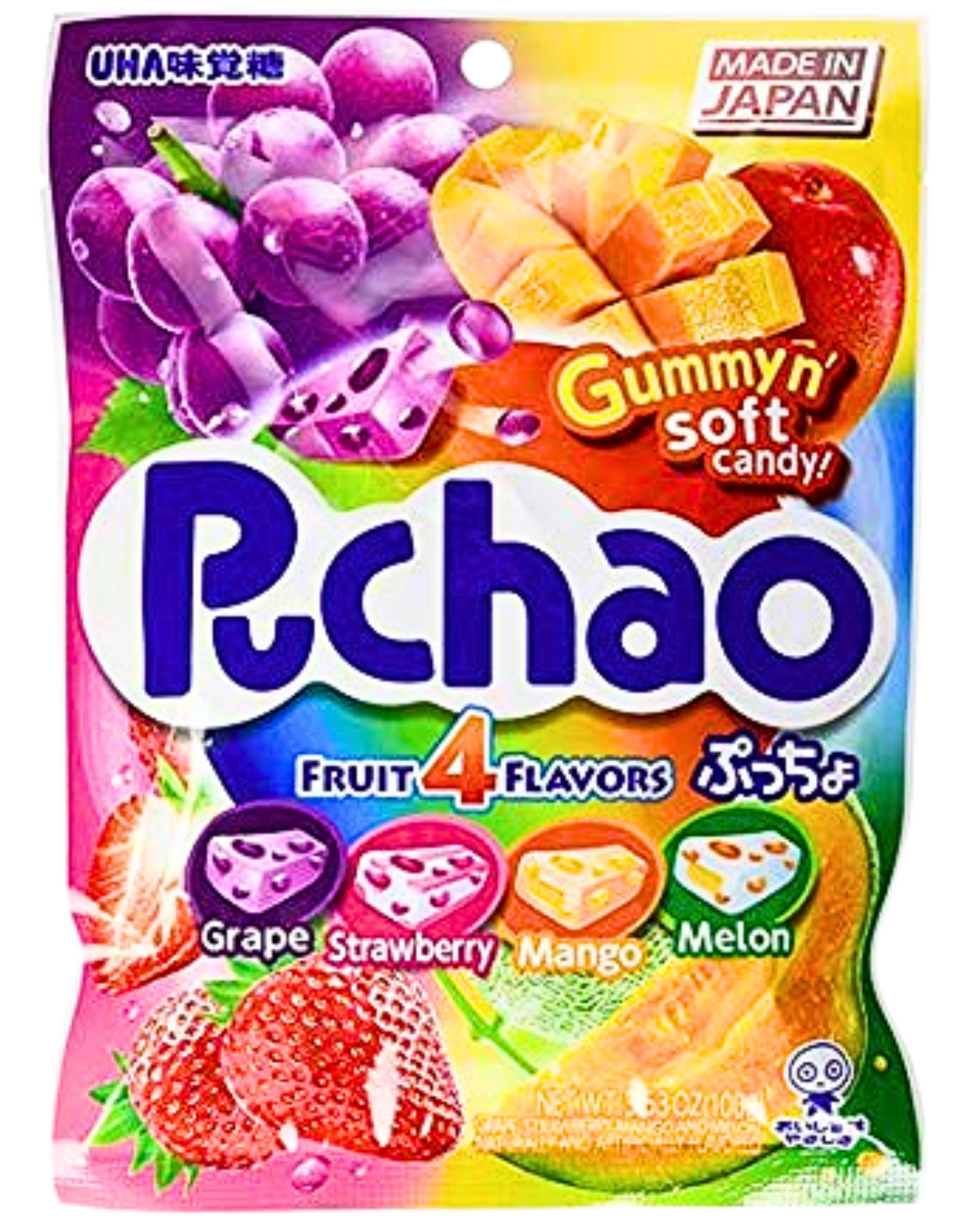 UHA Mikakuto-Japan PUCHAO Flavored Soft Candy Multi Four(4) Packs Combo