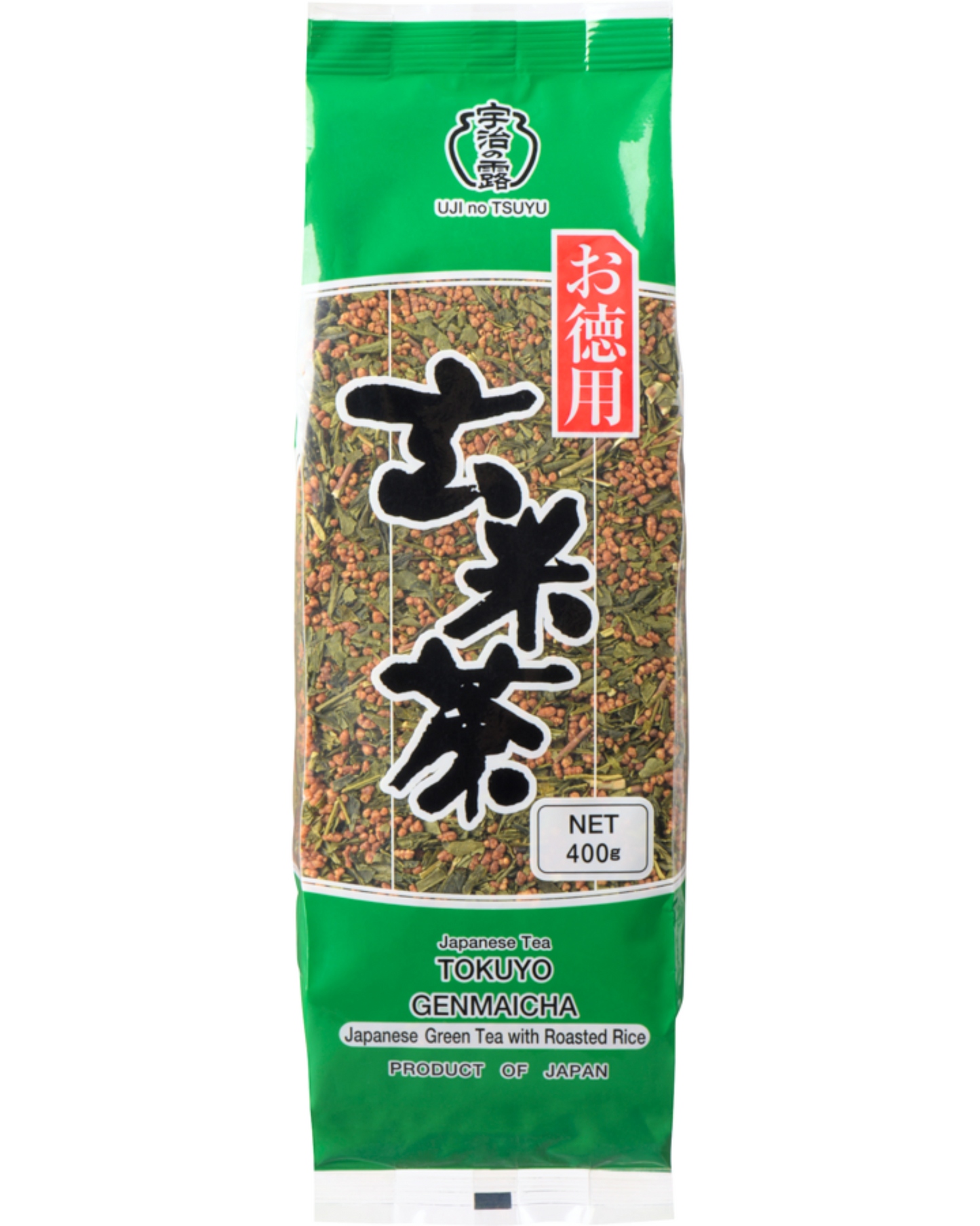Two Pack (2) Japanese Ujinotsuyu Tokuyo Green Tea Roasted Rice GenmaiCha, 14.1oz