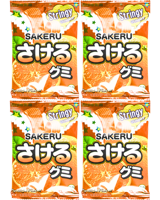 UHA Mikakuto Japanese Sakeru Orange Gummy Candy 7 Pieces 32.9g -Pack of Four (4)
