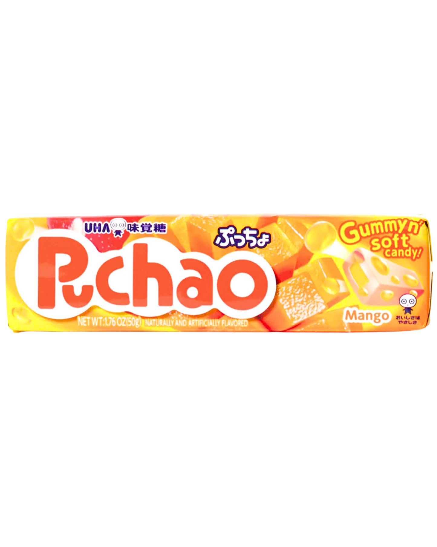 Uha Puccho Puchao Japanese Chewy Candy Stick, 10 packs Mango Flavor 50g x 10