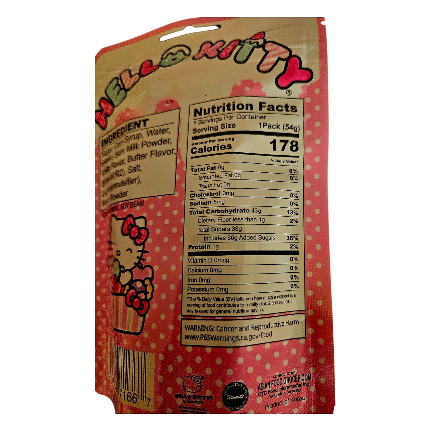 Hello Kitty Chewy Milk Soft Candy, 54g