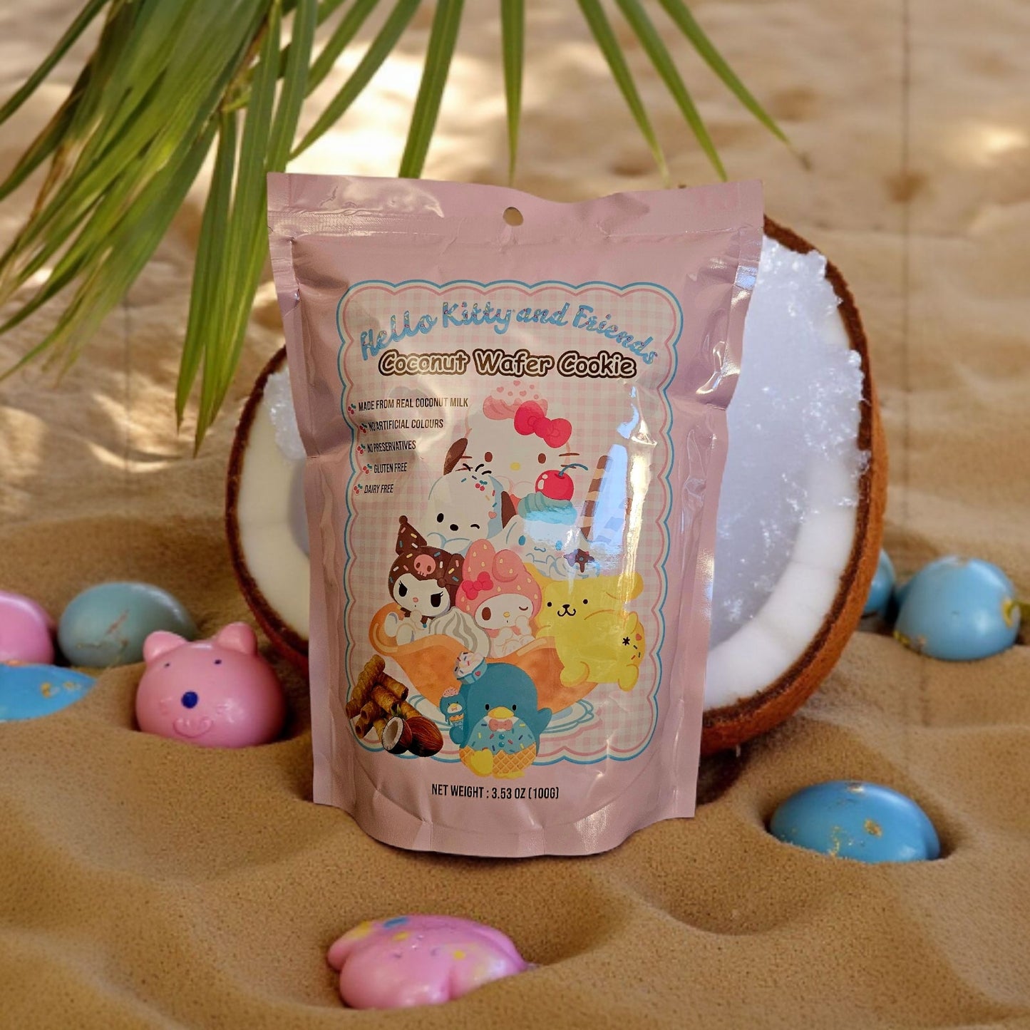 Hello Kitty and Friends Coconut Wafer Cookie 100g - Gluten Free & Dairy Free