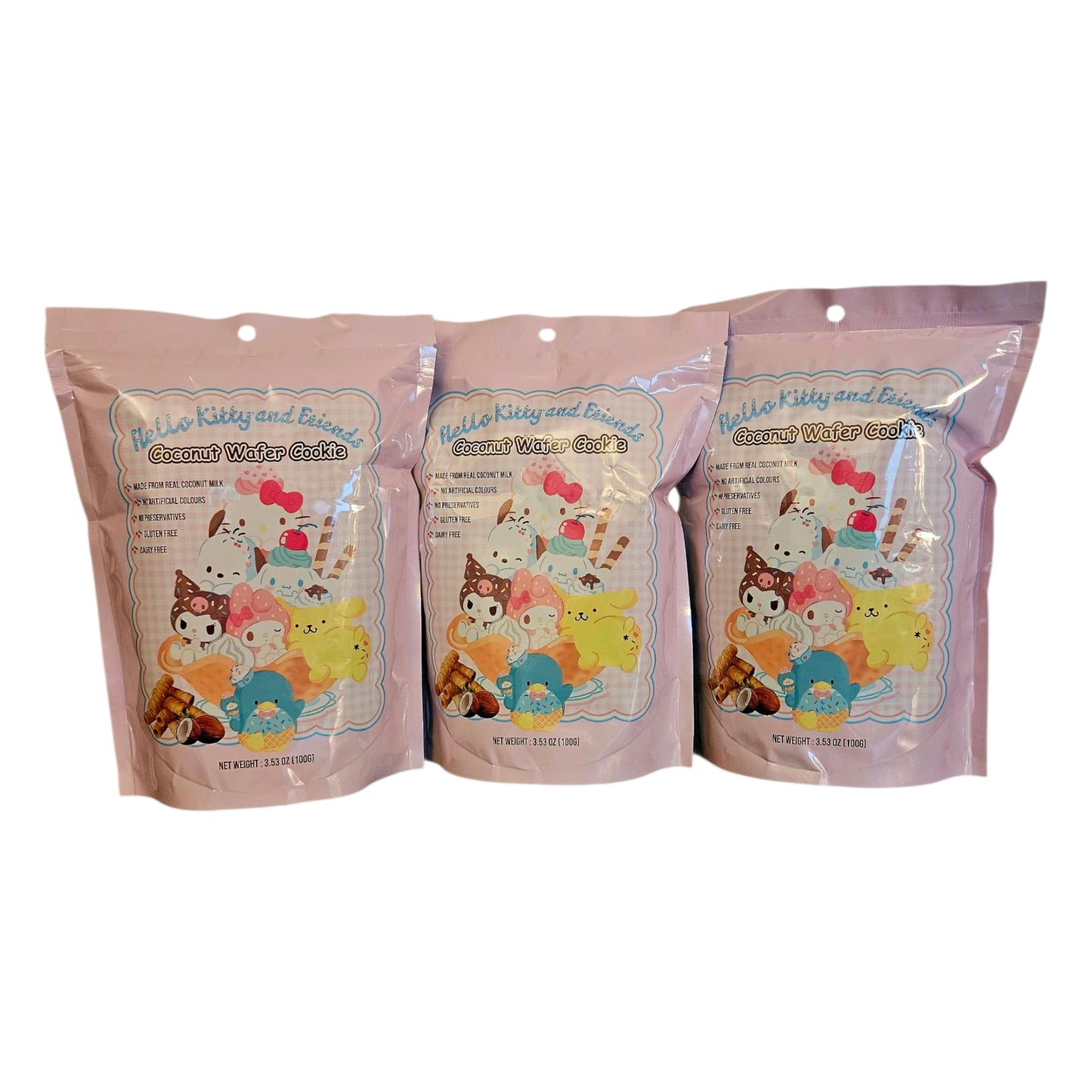 Hello Kitty and Friends Coconut Wafer Cookie 100g - Gluten Free & Dairy Free