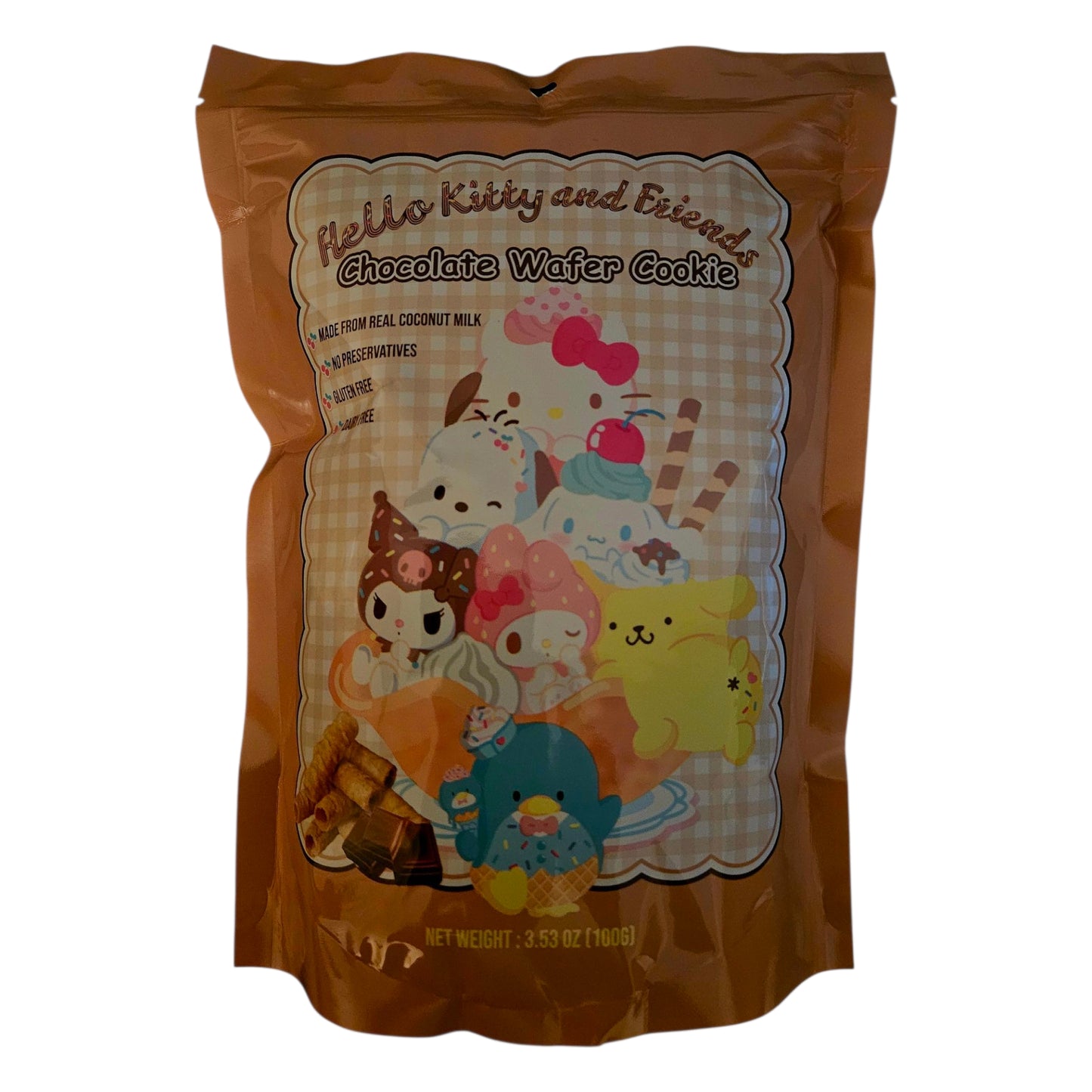 Hello Kitty and Friends Chocolate Wafer Cookie 100g - Gluten Free & Dairy Free