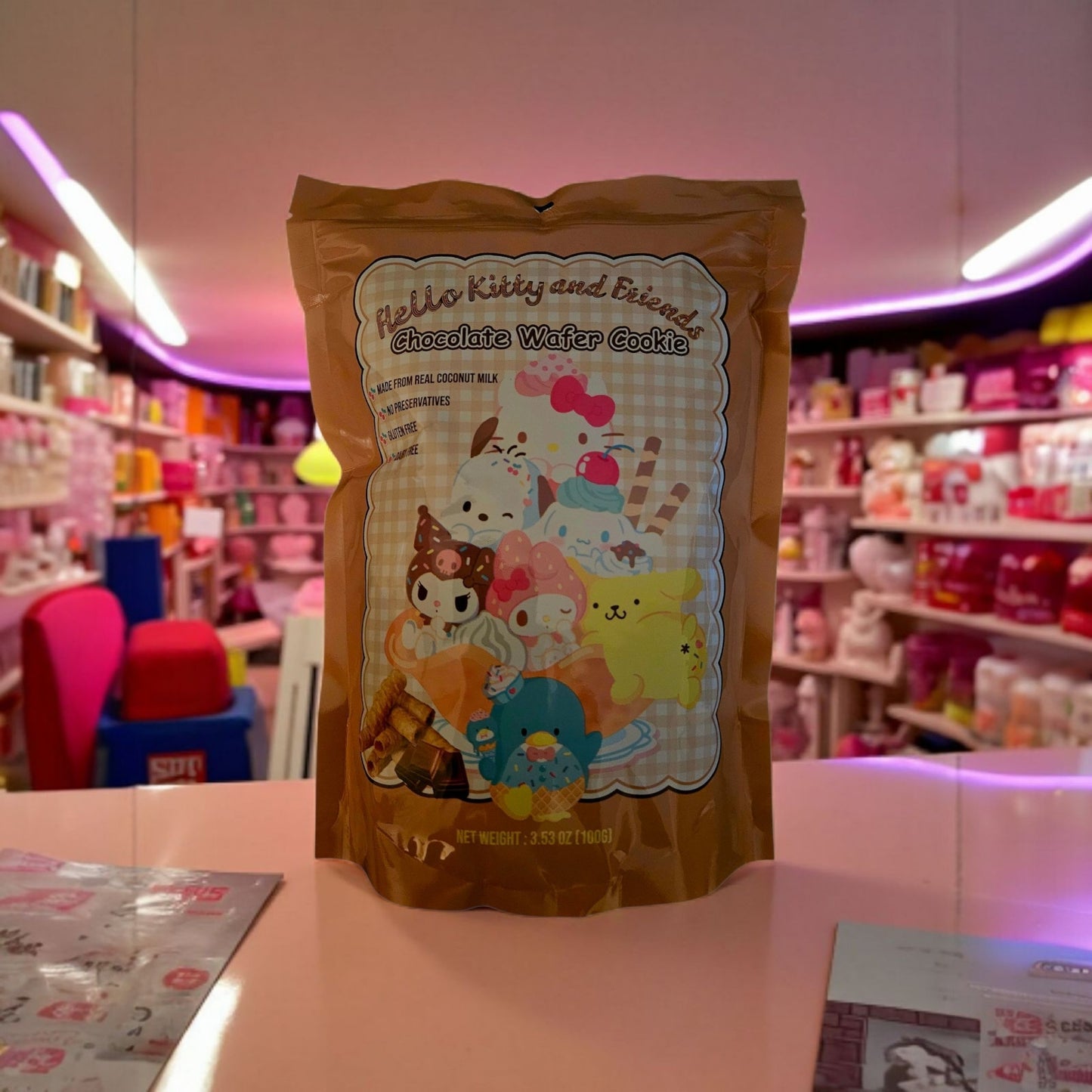 Hello Kitty and Friends Chocolate Wafer Cookie 100g - Gluten Free & Dairy Free