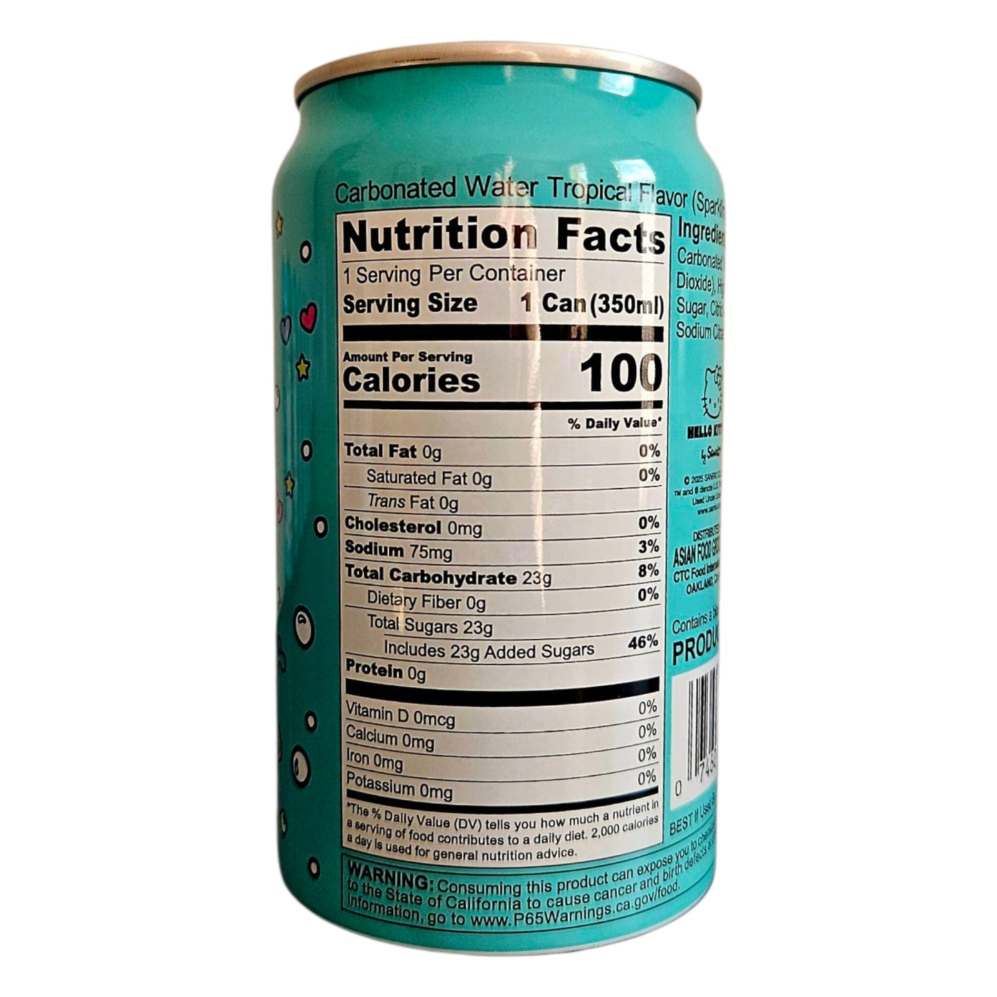 Hello Kitty Sparkling Soda Tropical  11.83 fl oz - Product of Japan