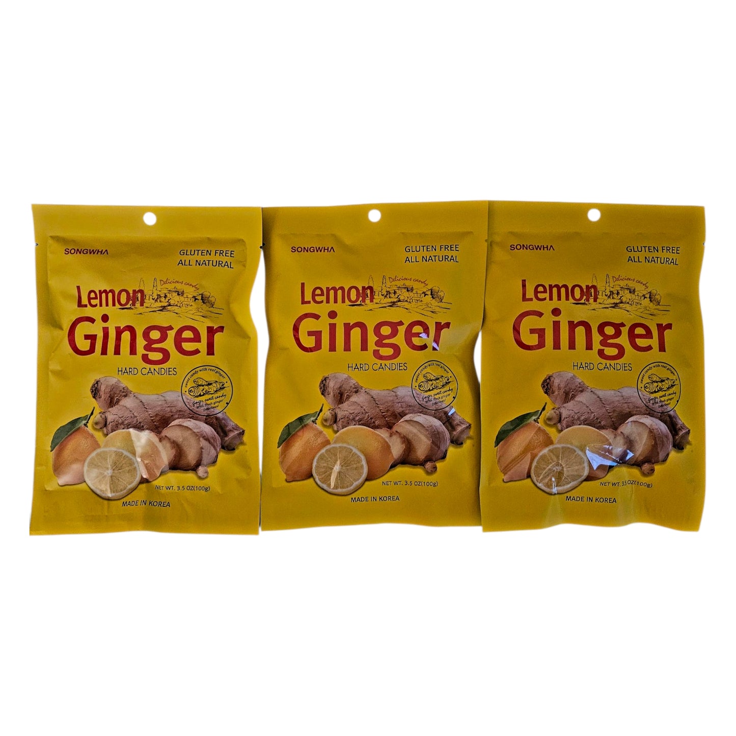 Songwha Lemon Ginger Hard Candies, 3.5 oz, All Natural & Gluten Free