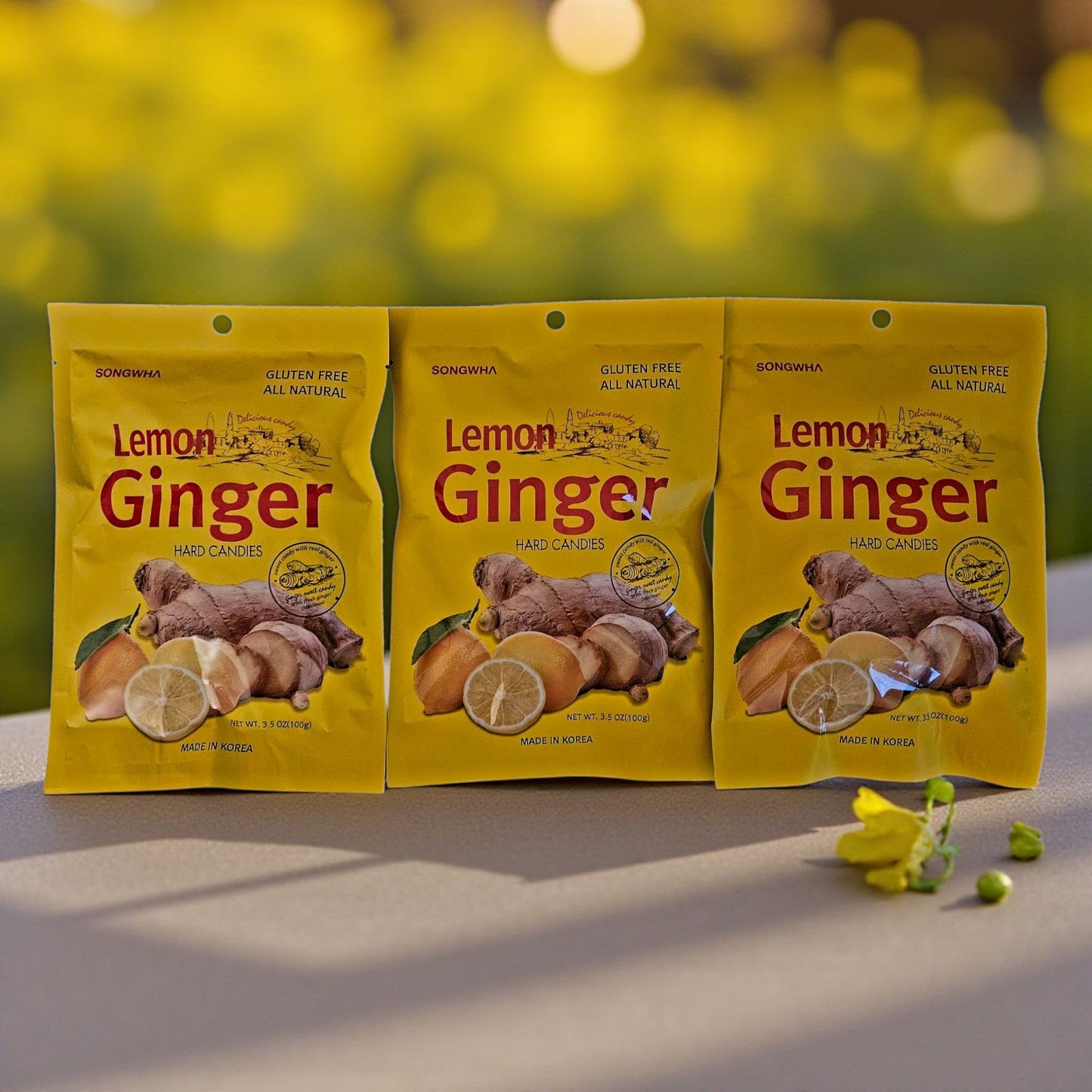 Songwha Lemon Ginger Hard Candies, 3.5 oz, All Natural & Gluten Free