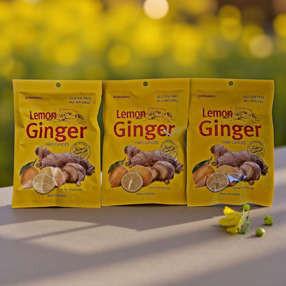 Songwha Lemon Ginger Hard Candies, 3.5 oz, All Natural & Gluten Free