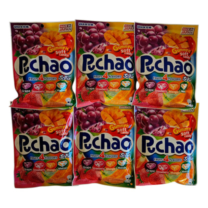 UHA Mikakuto Puchao Assorted Fruit Flavors Soft Gummy Candy, 100g