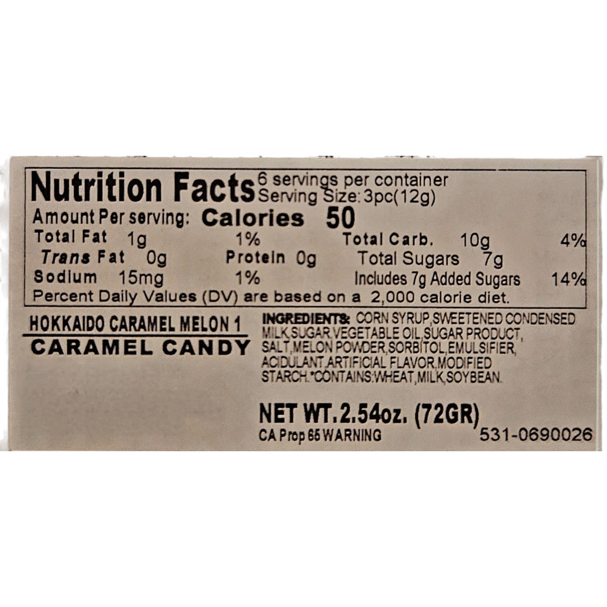 Hokkaido Japanese Melon Caramel Candy - Donan Melon Caramel 18 Pieces, 72g