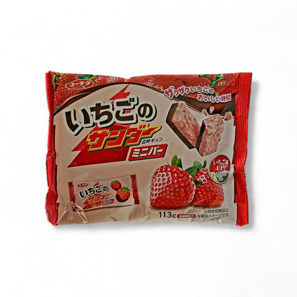 Yuraku Ichigo Thunder Mini Bar- Mini Chocolate Bar, Strawberry Flavor, 3.9 oz / 113g