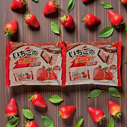 Yuraku Ichigo Thunder Mini Bar- Mini Chocolate Bar, Strawberry Flavor, 3.9 oz / 113g